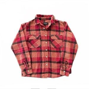 BRIXTON Bowery‎ Flannel Long Sleeve Shirt Red Size S